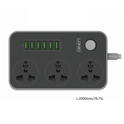[32947477654-TW] 3個插座+6 USB端口USB電源智能家居套筒電湧保護器快速充電家庭擴展