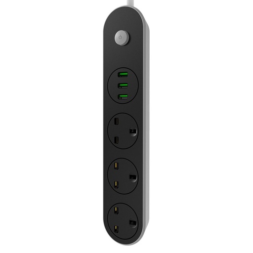 [32947525120-TW] 新的3個插座+3 USB端口電子電源智能插座電湧保護器快速充電家庭ext
