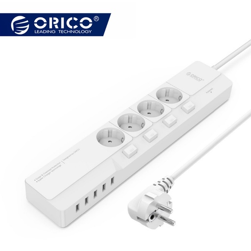 [32965170820-TW] ORICO SMART插座4 AC插座5 USB港口電湧保護器通用適配器旅行多插頭e