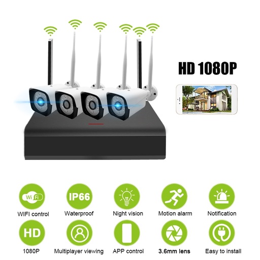 [32967575937-TW] 1080p室外CCTV WiFi攝像機無線CCTV系統安全攝像機4CH NVR IP IR-CUT IP安全系統