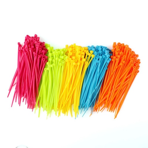[32968073222-TW] 100pcs/pack合同彩色實用的混合顏色塑料電纜綁帶102mm x 2mm Zip Tie Cab
