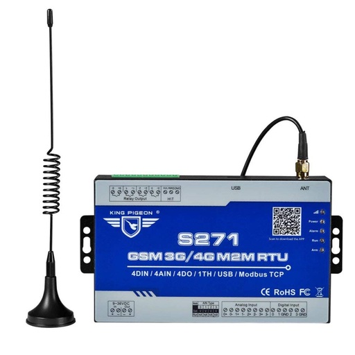 [S271-TW] 國王鴿子3G M2M RTU SMS警報控制器實時監視器系統用於PLC冰箱塔起重機計時器開關S271
