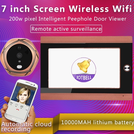 [SY708-TW] Mountainone 720p WiFi無線數字窺視檯面觀看器7英寸前視頻門窺視台相機W