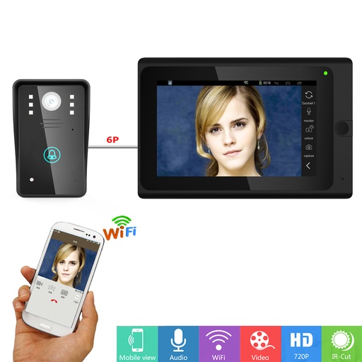 [SY806MJ-TW] 7英寸無線WiFi IP視頻門電話門鈴對講系統Android iOS