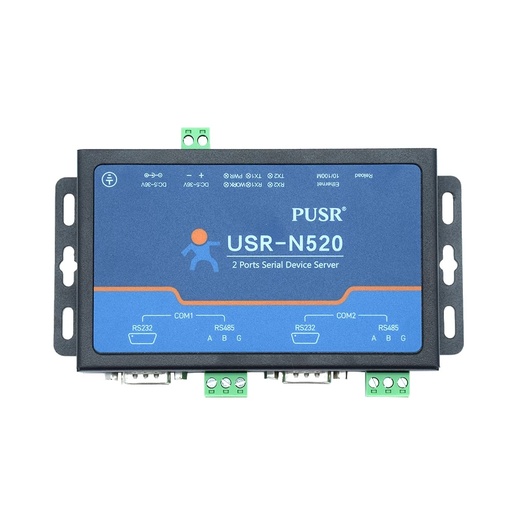 [USR-N520-TW] 工業雙序列端口RS232 RS485到以太網轉換器服務器IoT設備USR-N520支持Modbus RTU到TCP