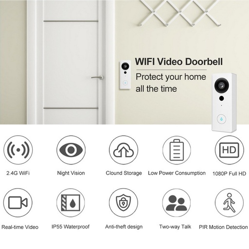 [WCAM101119340349-TW] 1080p主頁WiFi安全視頻門電話攝像機系統無線門鈴對講機CCTV攝像機系統