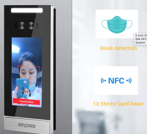 [WCAM101119340618-TW] 5英寸sip兩條聊天式讀取器免費API SDK NFC時間出勤門訪問控制系統