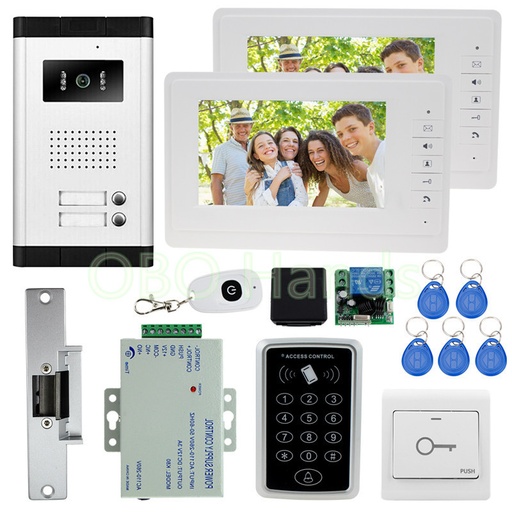 [XSL-520XV70F-TW] 7''顏色視頻門電話對講機與RFID門訪問控制鍵盤系統套件套件 +ELEC